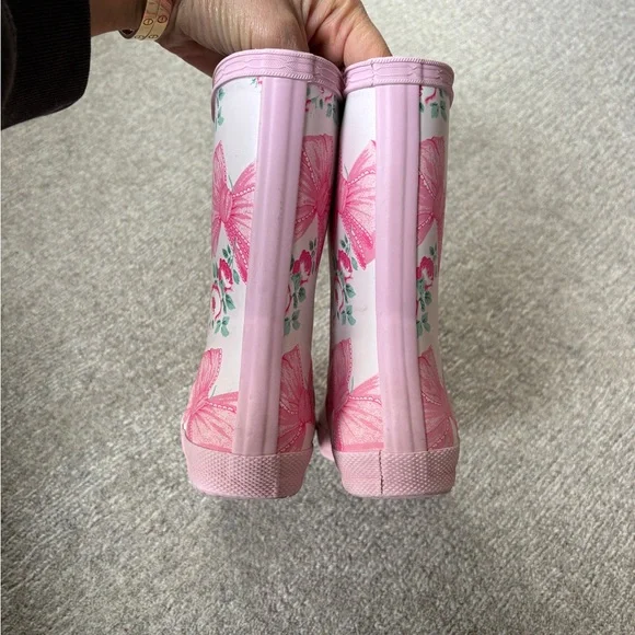Hunter x LoveShackFancy Girls Pink Floral Bow Rain Boots - Picture 8 of 10